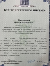 Благодарность от ТПП РФ 2026